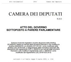 MiFID II e MiFIR: pubblicato il testo dello schema di decreto legislativo di attuazione