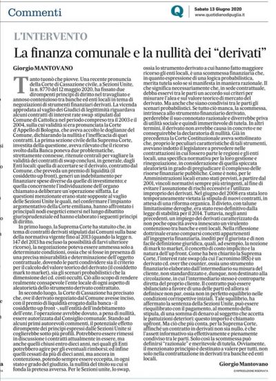 Le Sezioni Unite della Corte di Cassazione chiariscono quando ricorre la nullità dei contratti in strumenti finanziari derivati sottoscritti da Enti locali.